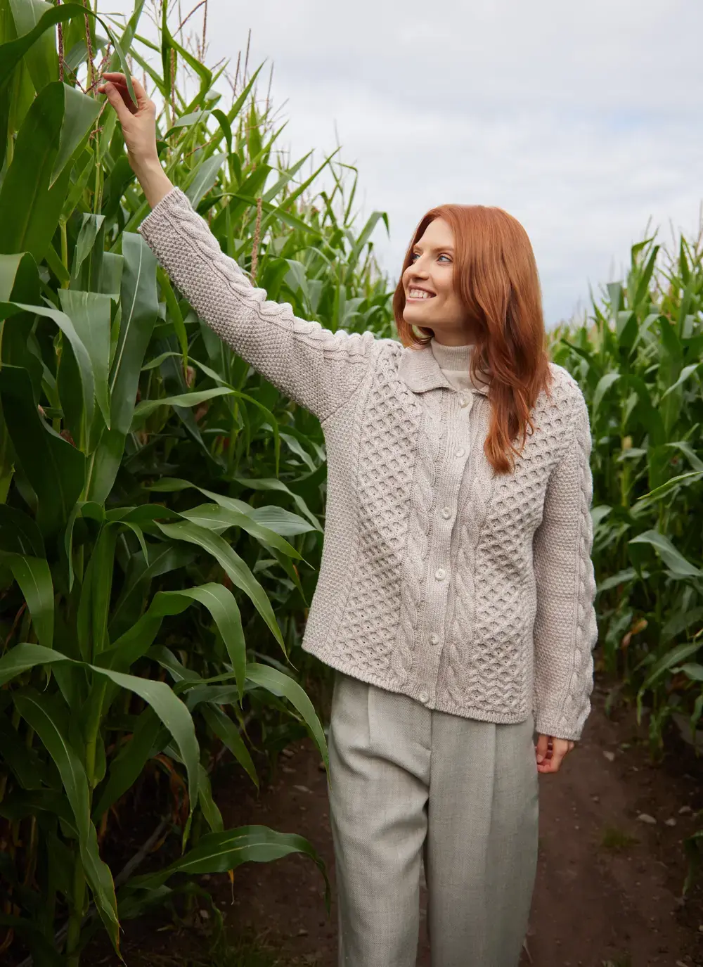 Saoirse Aran Collared Cardigan in Camel